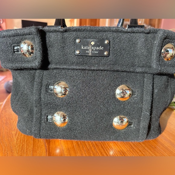 🖤 Kate Spade New York Black Italian Wool Felt Top Handle Tote - Picture 6 of 10